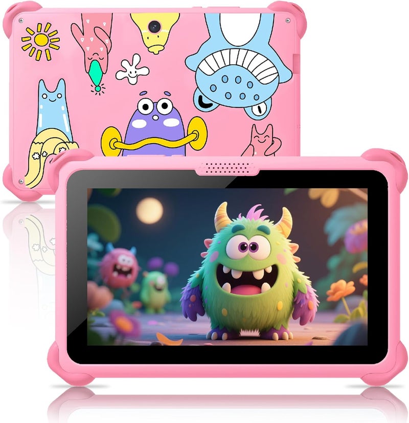 Trayoo Kids Tablet 7 inch Tablets for Kids 3-12, 32GB Android Toddler Tablet with Solid Case, YouTube, Netflix, GMS, Bluetooth, WiFi, Education Learning Apps Installed, Parent Control(Pink) - Image 1
